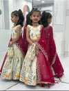 Ajd 8194 Pure Tissue Silk Embroidery Work Kids Wear Wholesalers In Delhi